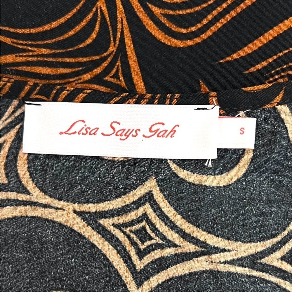 LISA SAYS GAH 90s Heart Print Sleeveless Side Tie Square Neck Babydoll Tank S - Picture 10 of 13